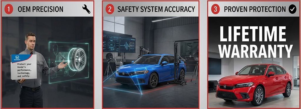 Honda-Certified-Collision-Repair-Insights-man-showing-ADAS-wheel-with-blue-honda-and-Red-honda-Lifetime-Waranty-Aliotos-Auto-Body. Honda-Certified-Collision-Repair-Insights-man-showing-ADAS-wheel-with-blue-honda-and-Red-honda-Lifetime-Waranty-Aliotos-Auto-Body.