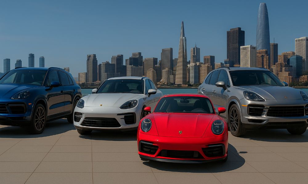 Lineup-of-Porsche-cars-Aliotos-Porsche-Certified-Collision-Repair