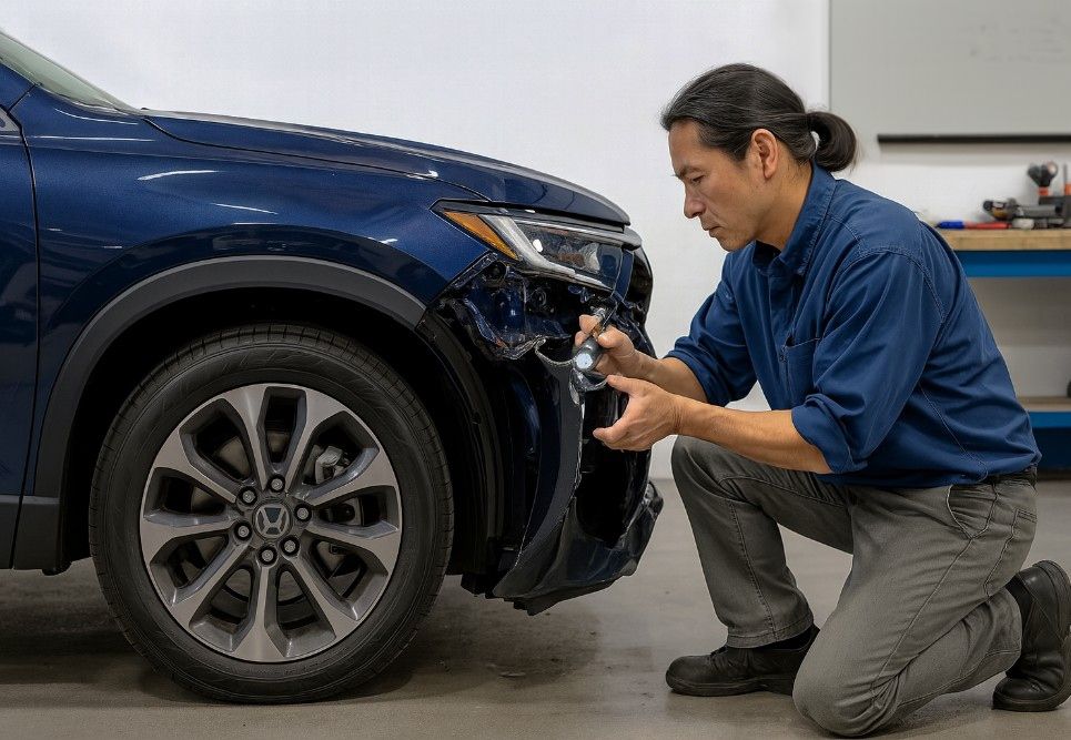 Blue-Honda-Certified-Collision-Repair-at-Aliotos-Garage-San-Francisco